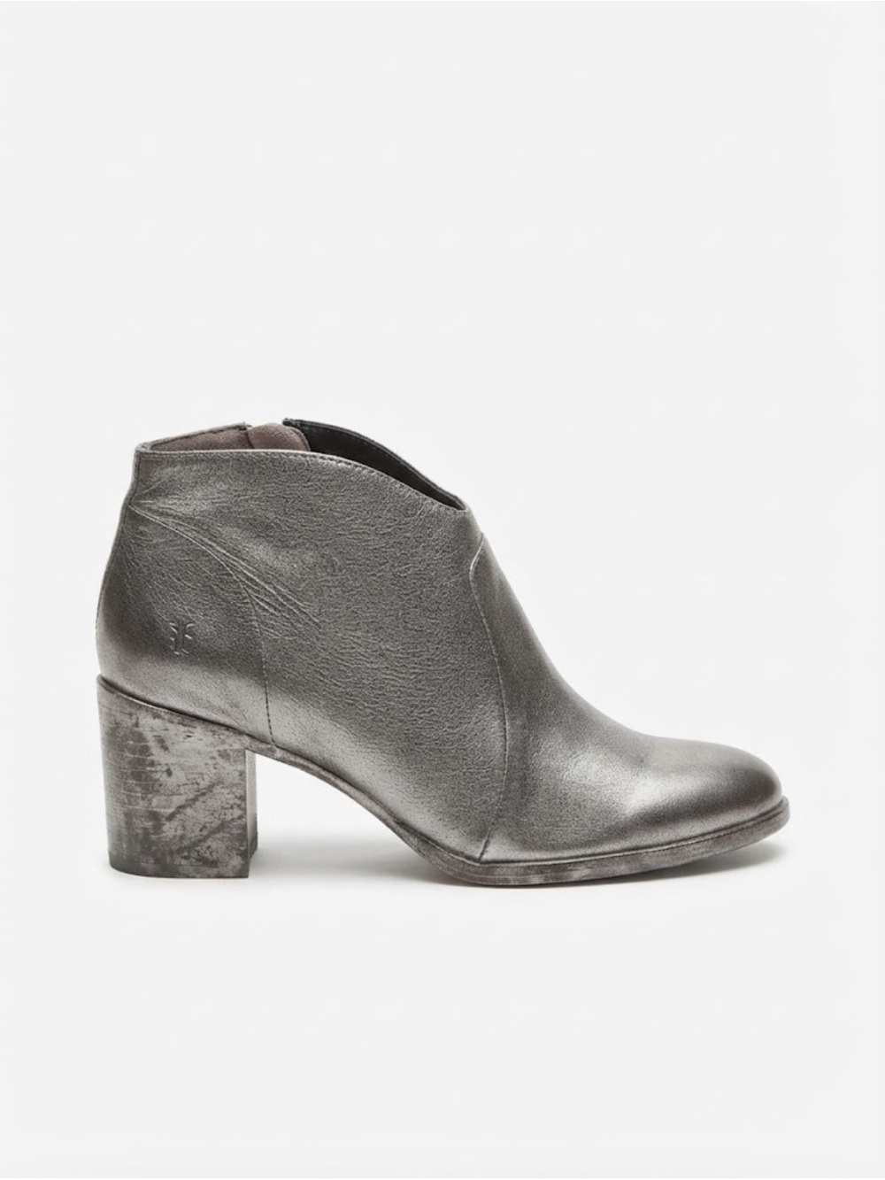 FRYE Metallic Black Distressed Leather Ankle Boots 8 NWOT